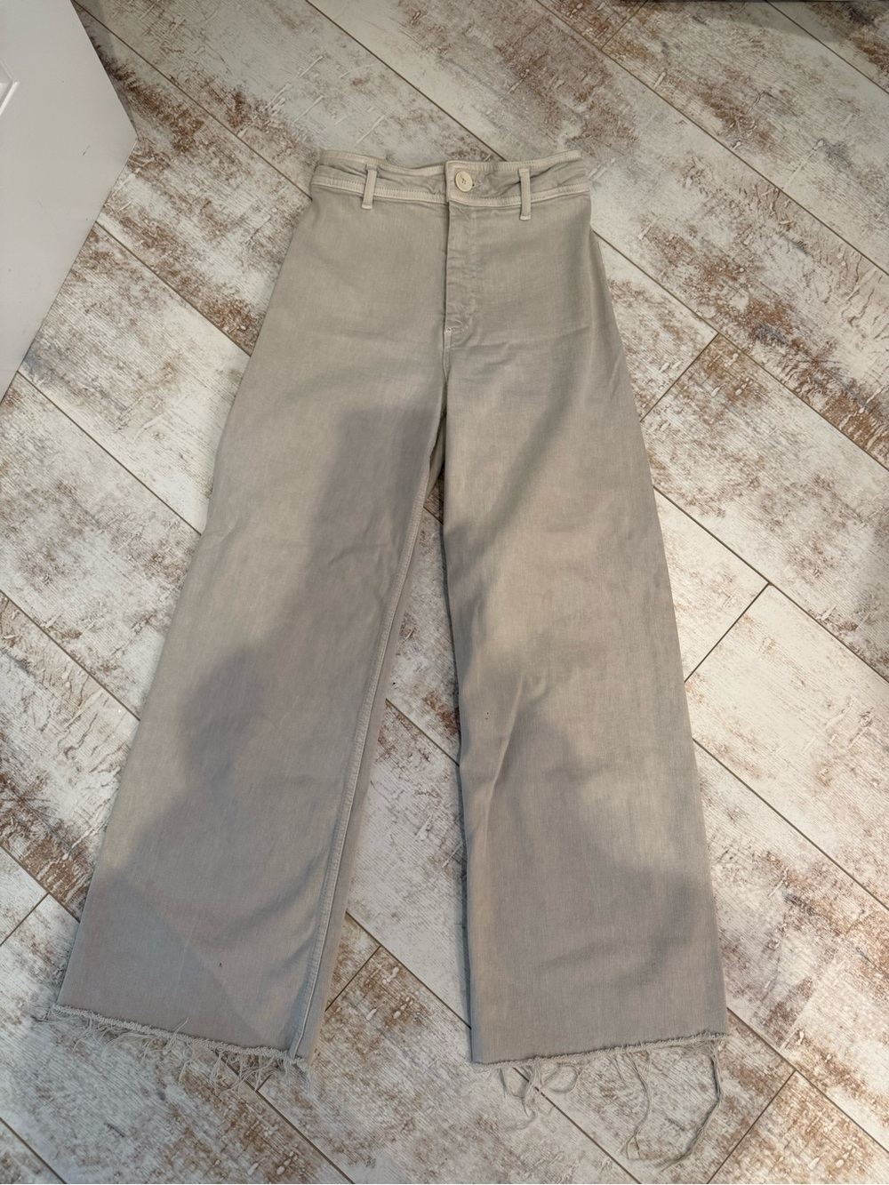 Zara Wide-Leg High-Rise Pants in Light Beige